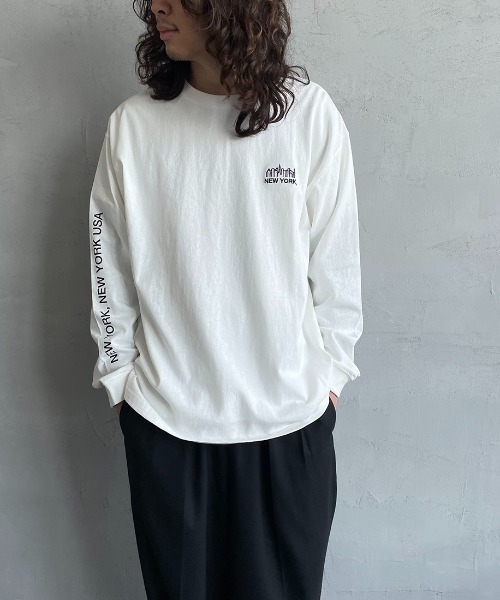 Manhattan Portage（マンハッタンポーテージ）の「【Ray 8月号掲載】[MANHATTAN PORTAGE/マンハッタンポーテージ] 別注 配色バックプリント ロングスリーブTシャツ（Tシャツ/カットソー・レディース・ホワイト/ブラック/ブルー・S/M/L/XL）」の20枚目の写真