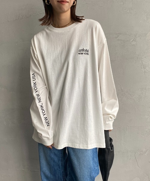 Manhattan Portage（マンハッタンポーテージ）の「【Ray 8月号掲載】[MANHATTAN PORTAGE/マンハッタンポーテージ] 別注 配色バックプリント ロングスリーブTシャツ（Tシャツ/カットソー・レディース・ホワイト/ブラック/ブルー・S/M/L/XL）」の13枚目の写真