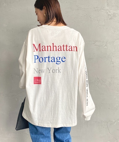 Manhattan Portage（マンハッタンポーテージ）の「【Ray 8月号掲載】[MANHATTAN PORTAGE/マンハッタンポーテージ] 別注 配色バックプリント ロングスリーブTシャツ（Tシャツ/カットソー・レディース・ホワイト/ブラック/ブルー・S/M/L/XL）」の16枚目の写真