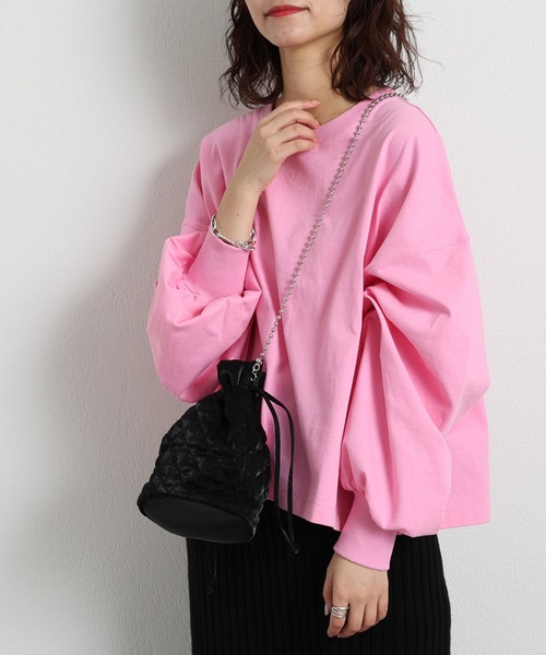 CIAOPANIC TYPY（チャオパニックティピー）の「【新色追加】【ZOZOTOWN限定】ボリュームスリーブTee（Tシャツ/カットソー・レディース・ピンク/イエロー/オフホワイト/チャコールグレー/ネイビー/アイボリー/グレー・ONE SIZE）」の10枚目の写真