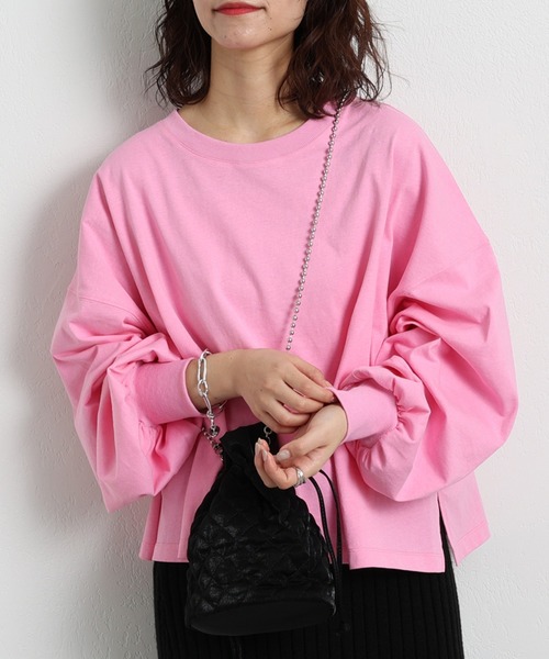 CIAOPANIC TYPY（チャオパニックティピー）の「【新色追加】【ZOZOTOWN限定】ボリュームスリーブTee（Tシャツ/カットソー・レディース・ピンク/イエロー/オフホワイト/チャコールグレー/ネイビー/アイボリー/グレー・ONE SIZE）」の11枚目の写真