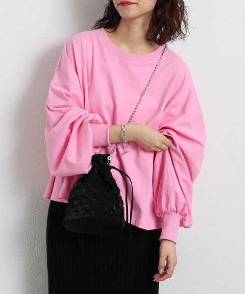 CIAOPANIC TYPY（チャオパニックティピー）の「【新色追加】【ZOZOTOWN限定】ボリュームスリーブTee（Tシャツ/カットソー・レディース・ピンク/イエロー/オフホワイト/チャコールグレー/ネイビー/アイボリー/グレー・ONE SIZE）」の12枚目の写真