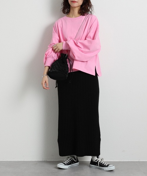 CIAOPANIC TYPY（チャオパニックティピー）の「【新色追加】【ZOZOTOWN限定】ボリュームスリーブTee（Tシャツ/カットソー・レディース・ピンク/イエロー/オフホワイト/チャコールグレー/ネイビー/アイボリー/グレー・ONE SIZE）」の16枚目の写真