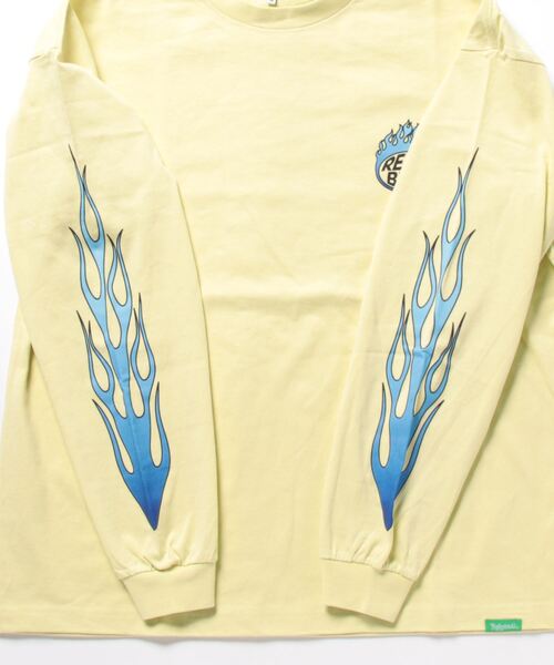 Refurbish（リファービッシュ）の「【Refurbish】ファイヤープリントロンＴ（Tシャツ/カットソー・メンズ・オフホワイト/イエロー/パープル/ブラック・M/XL/L/S）」の6枚目の写真