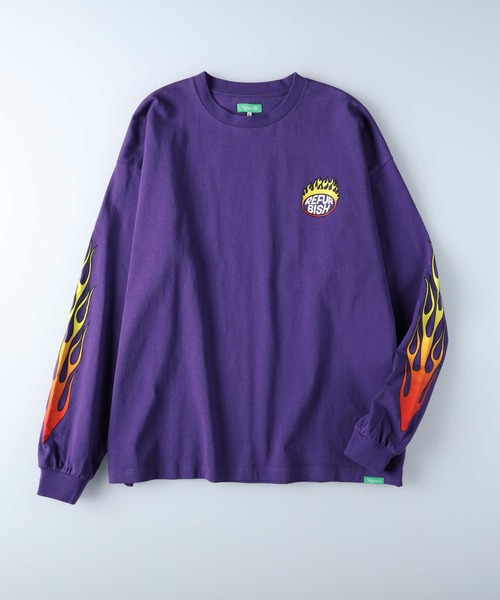 Refurbish（リファービッシュ）の「【Refurbish】ファイヤープリントロンＴ（Tシャツ/カットソー・メンズ・オフホワイト/イエロー/パープル/ブラック・M/XL/L/S）」の22枚目の写真