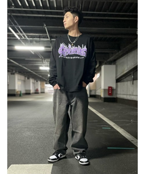 Refurbish（リファービッシュ）の「【Refurbish】ファイヤープリントロンＴ（Tシャツ/カットソー・メンズ・オフホワイト/イエロー/パープル/ブラック・M/XL/L/S）」の10枚目の写真