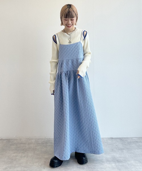 w closet（ダブルクローゼット）の「ふくれジャガードキャミワンピース