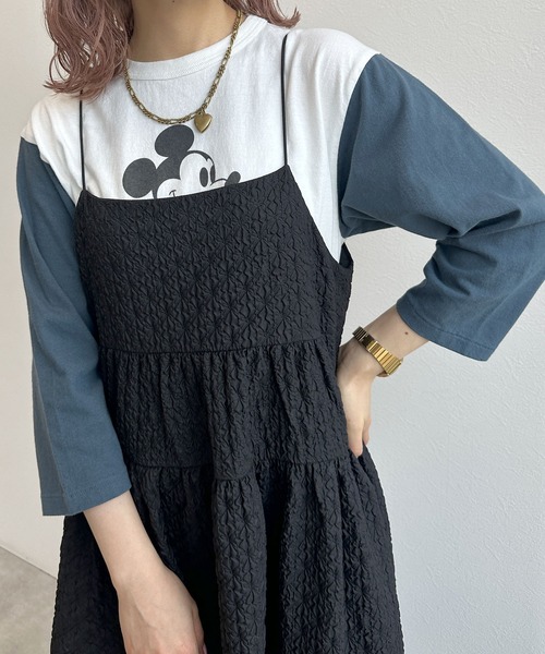 w closet(ダブルクローゼット)の「ふくれジャガードキャミワンピース(ワンピース・レディース・ブルー/オフホワイト/ブラック・FREE)」の18枚目の写真