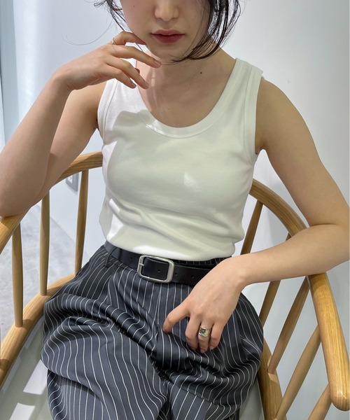 feepur(フェピュール)の「カップ付きリブタンクトップ(タンクトップ・レディース・ホワイト/サックスブルー/ピンクベージュ/ブラック・MEDIUM)」の9枚目の写真