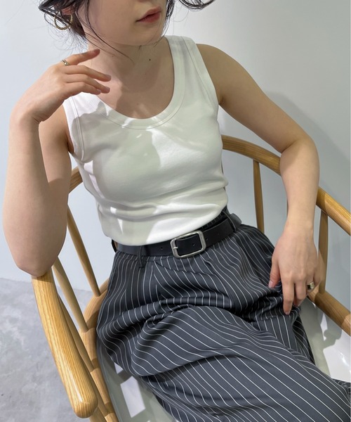 feepur(フェピュール)の「カップ付きリブタンクトップ(タンクトップ・レディース・ホワイト/サックスブルー/ピンクベージュ/ブラック・MEDIUM)」の5枚目の写真