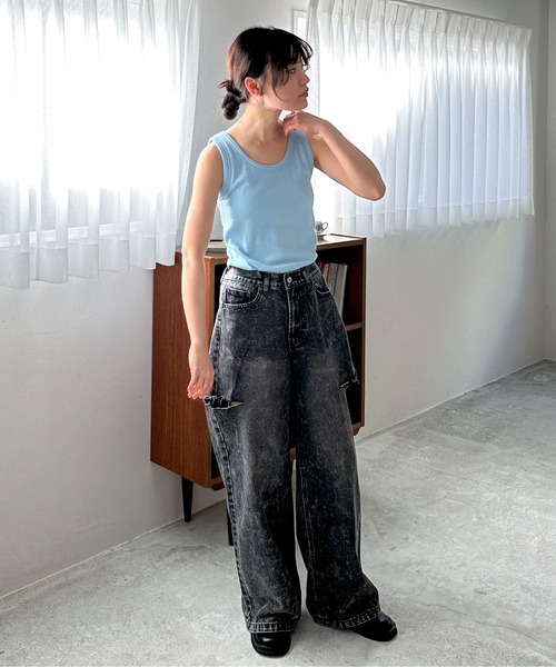 feepur(フェピュール)の「カップ付きリブタンクトップ(タンクトップ・レディース・ホワイト/サックスブルー/ピンクベージュ/ブラック・MEDIUM)」の22枚目の写真