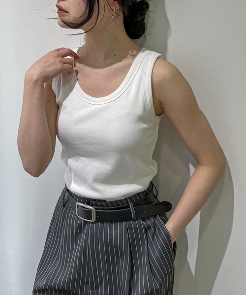 feepur(フェピュール)の「カップ付きリブタンクトップ(タンクトップ・レディース・ホワイト/サックスブルー/ピンクベージュ/ブラック・MEDIUM)」の21枚目の写真