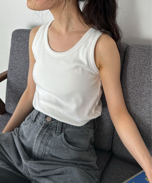 feepur(フェピュール)の「カップ付きリブタンクトップ(タンクトップ・レディース・ホワイト/サックスブルー/ピンクベージュ/ブラック・MEDIUM)」の19枚目の写真