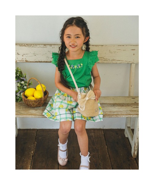 BeBe（ベベ）の「BeBe/レースフリルお花刺繍Tシャツ(90~140cm)（Tシャツ/カットソー・キッズ・イエロー/グリーン・120/90/140/110/100/130）」の15枚目の写真