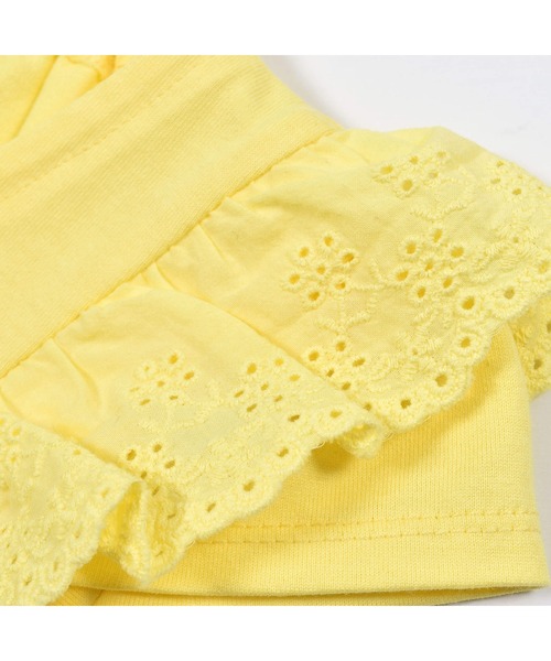 BeBe（ベベ）の「BeBe/レースフリルお花刺繍Tシャツ(90~140cm)（Tシャツ/カットソー・キッズ・イエロー/グリーン・120/90/140/110/100/130）」の4枚目の写真