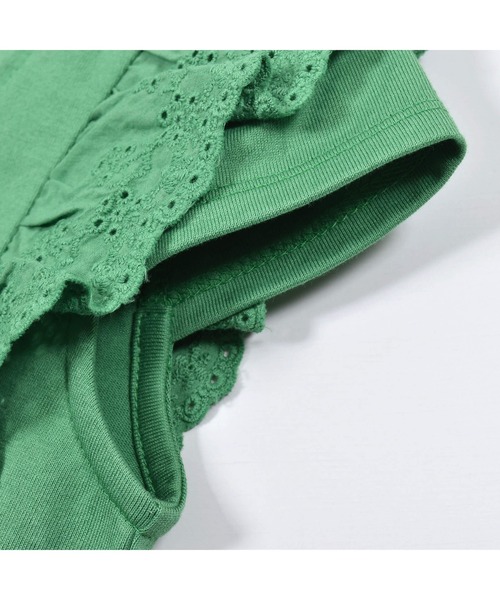 BeBe（ベベ）の「BeBe/レースフリルお花刺繍Tシャツ(90~140cm)（Tシャツ/カットソー・キッズ・イエロー/グリーン・120/90/140/110/100/130）」の5枚目の写真