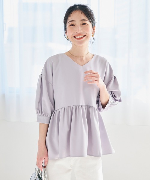 coca(coca)(コカ)の「セットアップ対応バックパールギャザーブラウス(シャツ/ブラウス・レディース・ホワイト/ネイビー/ライトグレー/ブラック・M/L)」の18枚目の写真