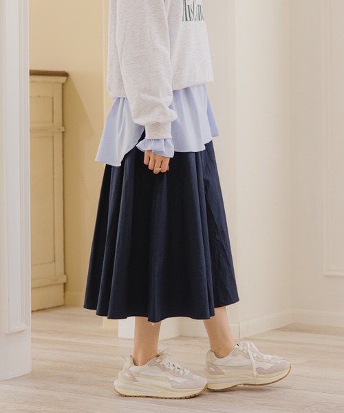 flower(フラワー)の「ツーウェイタックフレアスカート(スカート・レディース・ホワイト/ネイビー・FREE)」の14枚目の写真