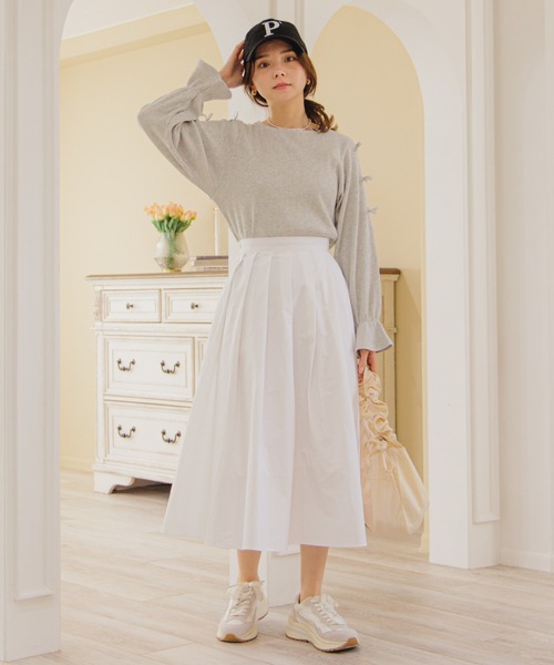 flower(フラワー)の「ツーウェイタックフレアスカート(スカート・レディース・ホワイト/ネイビー・FREE)」の12枚目の写真