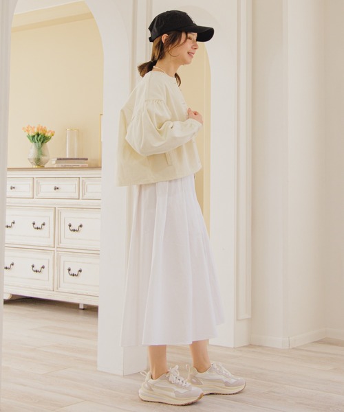 flower(フラワー)の「ツーウェイタックフレアスカート(スカート・レディース・ホワイト/ネイビー・FREE)」の8枚目の写真