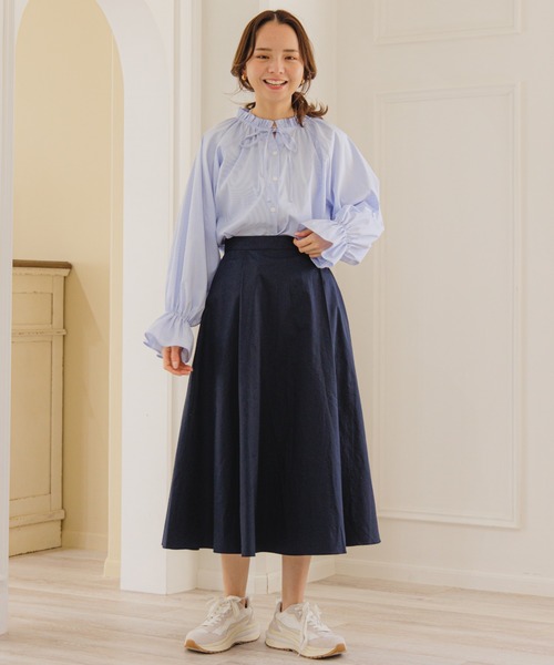 flower(フラワー)の「ツーウェイタックフレアスカート(スカート・レディース・ホワイト/ネイビー・FREE)」の13枚目の写真