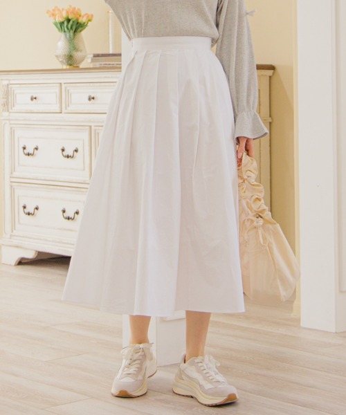 flower(フラワー)の「ツーウェイタックフレアスカート(スカート・レディース・ホワイト/ネイビー・FREE)」の7枚目の写真