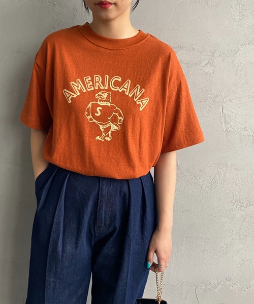 THE SHINZONE（ザ　シンゾーン）の「[THE SHINZONE/ザ シンゾーン] AMERICANAコラボレーション カレッジロゴプリントTシャツ（Tシャツ/カットソー・レディース・ブラック/ホワイト/ブラウン・0）」の17枚目の写真