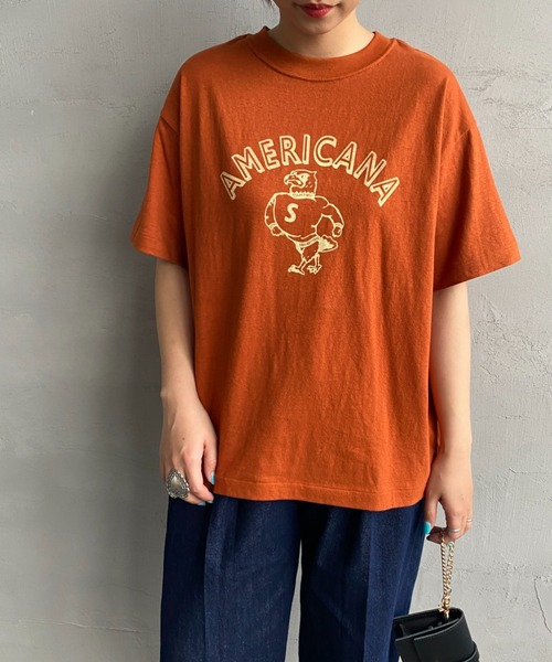 THE SHINZONE（ザ　シンゾーン）の「[THE SHINZONE/ザ シンゾーン] AMERICANAコラボレーション カレッジロゴプリントTシャツ（Tシャツ/カットソー・レディース・ブラック/ホワイト/ブラウン・0）」の21枚目の写真