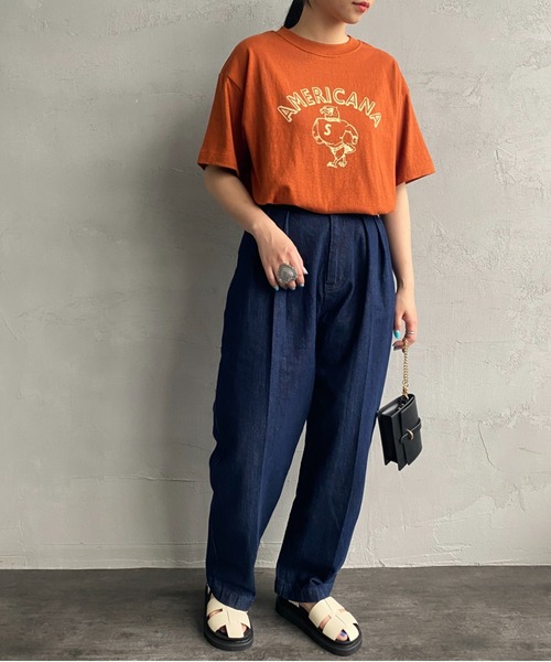 THE SHINZONE（ザ　シンゾーン）の「[THE SHINZONE/ザ シンゾーン] AMERICANAコラボレーション カレッジロゴプリントTシャツ（Tシャツ/カットソー・レディース・ブラック/ホワイト/ブラウン・0）」の19枚目の写真