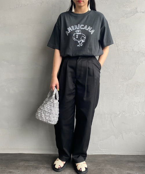 THE SHINZONE（ザ　シンゾーン）の「[THE SHINZONE/ザ シンゾーン] AMERICANAコラボレーション カレッジロゴプリントTシャツ（Tシャツ/カットソー・レディース・ブラック/ホワイト/ブラウン・0）」の11枚目の写真
