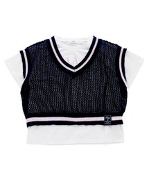 algy（アルジー）の「透かし網みベスト＆Tシャツセット（ベスト・キッズ）」