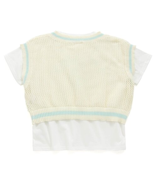 algy（アルジー）の「透かし網みベスト＆Tシャツセット（ベスト・キッズ・ネイビー/アイボリー/ラベンダー・MEDIUM/X-SMALL/SMALL/XX-SMALL）」の5枚目の写真