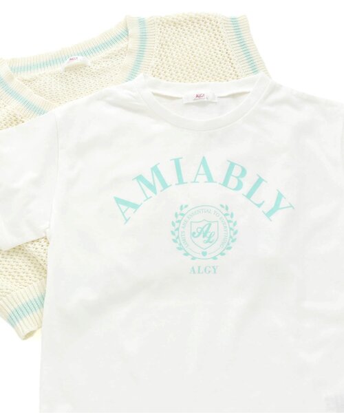 algy（アルジー）の「透かし網みベスト＆Tシャツセット（ベスト・キッズ・ネイビー/アイボリー/ラベンダー・MEDIUM/X-SMALL/SMALL/XX-SMALL）」の9枚目の写真