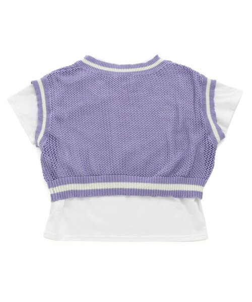 algy（アルジー）の「透かし網みベスト＆Tシャツセット（ベスト・キッズ・ネイビー/アイボリー/ラベンダー・MEDIUM/X-SMALL/SMALL/XX-SMALL）」の10枚目の写真