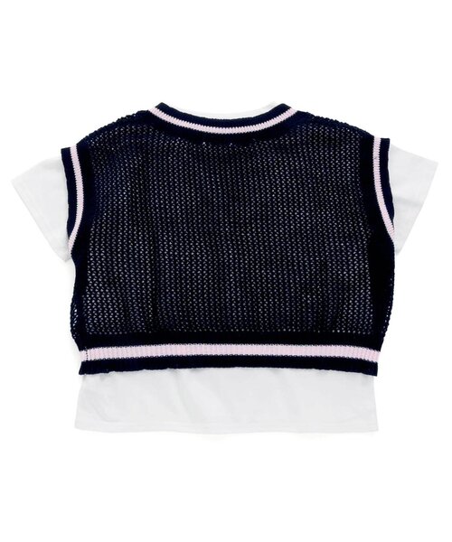 algy（アルジー）の「透かし網みベスト＆Tシャツセット（ベスト・キッズ・ネイビー/アイボリー/ラベンダー・MEDIUM/X-SMALL/SMALL/XX-SMALL）」の11枚目の写真
