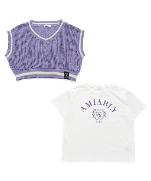 algy（アルジー）の「透かし網みベスト＆Tシャツセット（ベスト・キッズ・ネイビー/アイボリー/ラベンダー・MEDIUM/X-SMALL/SMALL/XX-SMALL）」の12枚目の写真