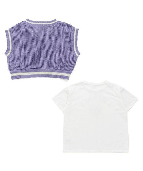 algy（アルジー）の「透かし網みベスト＆Tシャツセット（ベスト・キッズ・ネイビー/アイボリー/ラベンダー・MEDIUM/X-SMALL/SMALL/XX-SMALL）」の13枚目の写真