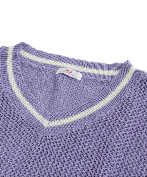 algy（アルジー）の「透かし網みベスト＆Tシャツセット（ベスト・キッズ・ネイビー/アイボリー/ラベンダー・MEDIUM/X-SMALL/SMALL/XX-SMALL）」の14枚目の写真