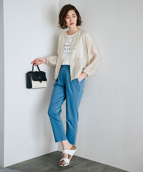 grove（グローブ）の「◆ニュアンスを楽しむシアーブルゾン（ブルゾン・レディース・ライトグレー/グレー系その他/キャメル・02/03/01/05/04）」の4枚目の写真