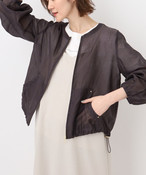 grove（グローブ）の「◆ニュアンスを楽しむシアーブルゾン（ブルゾン・レディース・ライトグレー/グレー系その他/キャメル・02/03/01/05/04）」の3枚目の写真