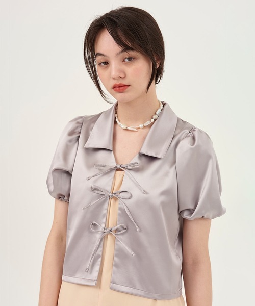 ブラウス シャツ 刺繍入り ウエストリボンブラウス TINA：JOJUN レディース TINA：JOJUN ブラウス シャツ 刺繍入り ウエストリボンブラウス