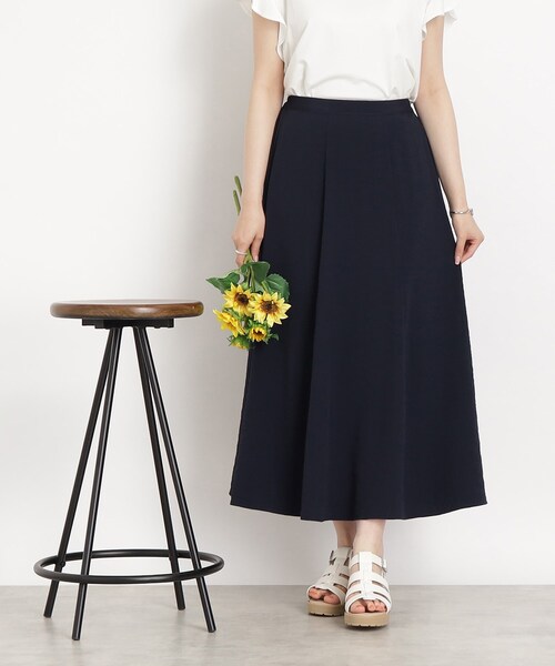 DRESKIP（ドレスキップ）の「◆【ふわっと軽やか】サッカーフレアスカート（スカート・レディース・ネイビー/グリーン/ネイビー系2・04/03/02）」の8枚目の写真