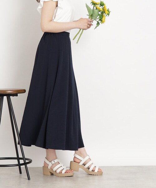 DRESKIP（ドレスキップ）の「◆【ふわっと軽やか】サッカーフレアスカート（スカート・レディース・ネイビー/グリーン/ネイビー系2・04/03/02）」の9枚目の写真