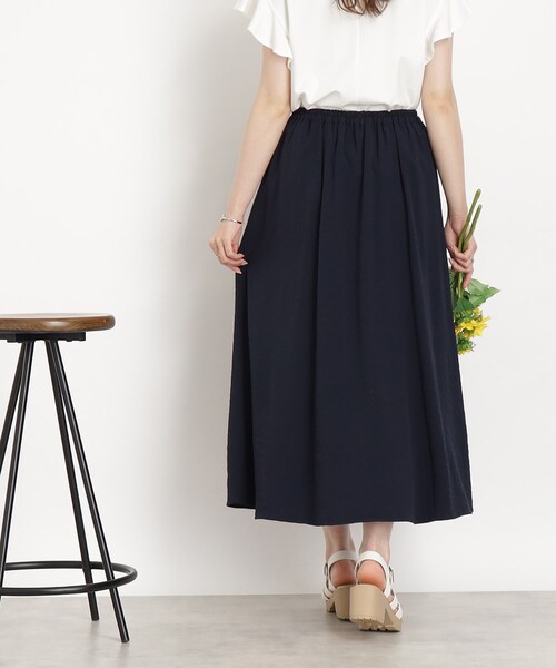 DRESKIP（ドレスキップ）の「◆【ふわっと軽やか】サッカーフレアスカート（スカート・レディース・ネイビー/グリーン/ネイビー系2・04/03/02）」の10枚目の写真