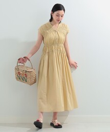 Ray BEAMS | Ray BEAMS / ギャザー ヨーク フレンチスリーブ ワンピース(ワンピース)