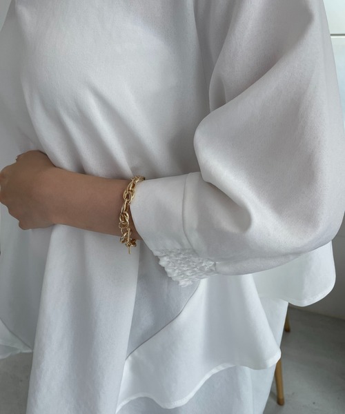 un dix cors(アンディコール)の「麻調スキッパーフリルブラウス(シャツ/ブラウス・レディース・ブラック/オフホワイト・FREE)」の15枚目の写真