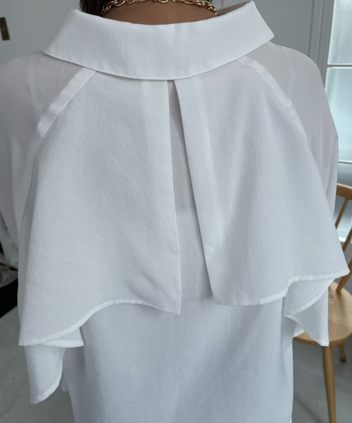 un dix cors(アンディコール)の「麻調スキッパーフリルブラウス(シャツ/ブラウス・レディース・ブラック/オフホワイト・FREE)」の17枚目の写真