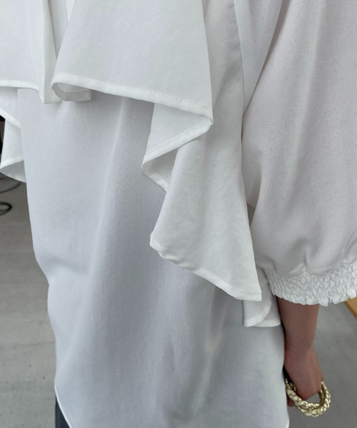 un dix cors(アンディコール)の「麻調スキッパーフリルブラウス(シャツ/ブラウス・レディース・ブラック/オフホワイト・FREE)」の18枚目の写真