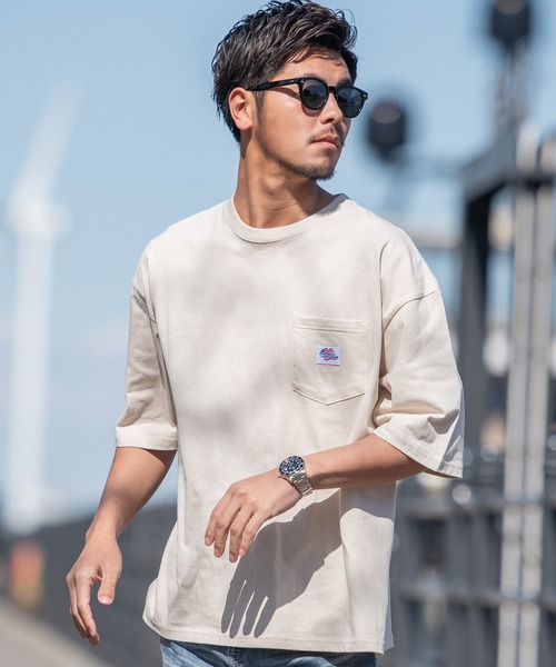 JEMORGAN(ジェーイーモーガン)の「『JEMORGAN LONG JOHNS/ジェーイーモーガンロングジョーンズ』半袖BIGポケット付きTEE【+】(Tシャツ/カットソー・メンズ・スモークピンク/サンドベージュ/サーモンピンク/ライトグレー/ネイビー/グリーン/オフホワイト/グレー系1/ブラック/ベージュ/カーキ・L/XL/M)」の5枚目の写真