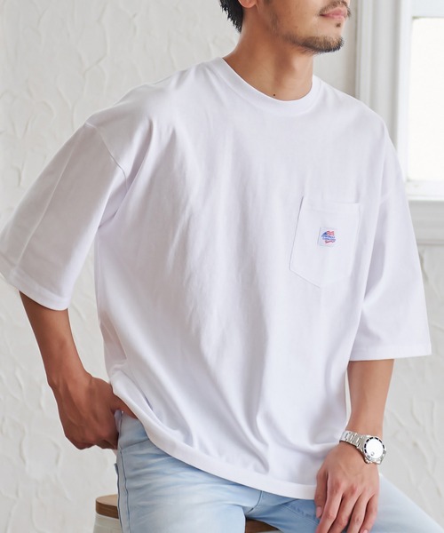 JEMORGAN(ジェーイーモーガン)の「『JEMORGAN LONG JOHNS/ジェーイーモーガンロングジョーンズ』半袖BIGポケット付きTEE【+】(Tシャツ/カットソー・メンズ・スモークピンク/サンドベージュ/サーモンピンク/ライトグレー/ネイビー/グリーン/オフホワイト/グレー系1/ブラック/ベージュ/カーキ・L/XL/M)」の2枚目の写真